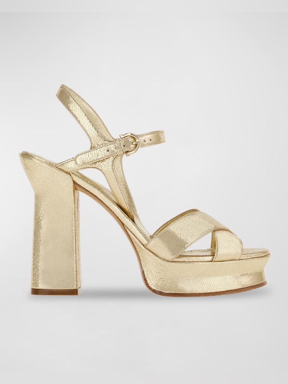 Ferragamo Sonya Metallic Leather Platform Sandal